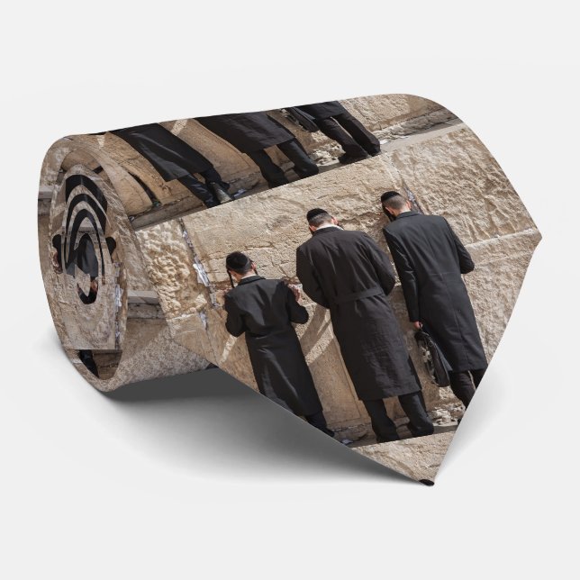 Jews Davening at the Kotel Tie (Rolled)