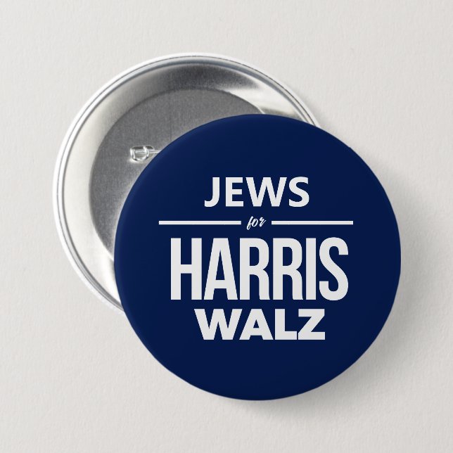 Jews for Harris Walz 7.5 Cm Round Badge (Front & Back)