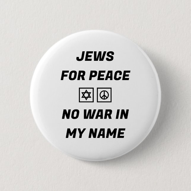 Jews for Peace - No War in My Name 6 Cm Round Badge (Front)