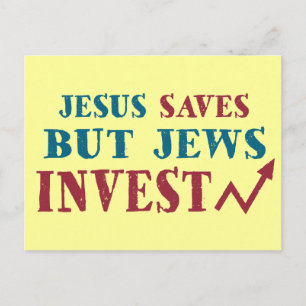 Jews Invest - Jewish finance humour Postcard
