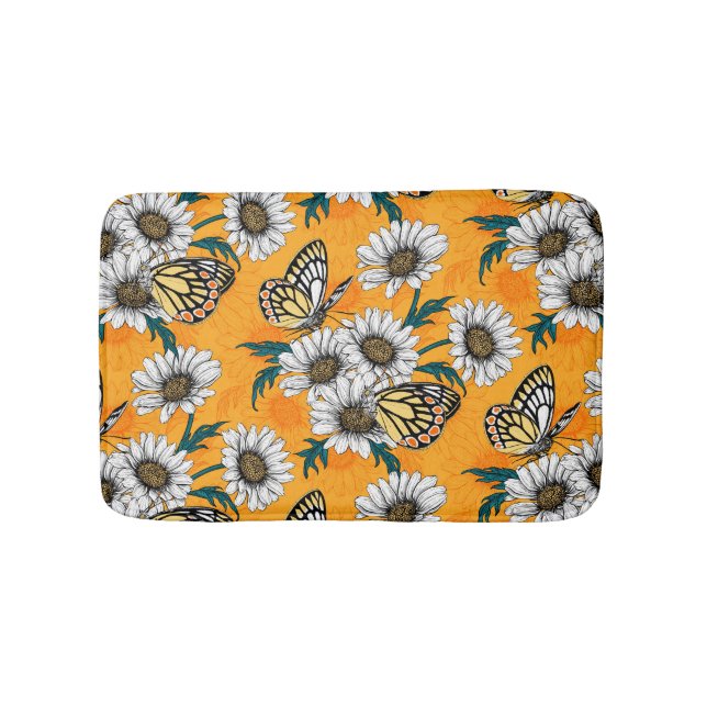 Jezebel butterflies and daisy flowers bath mat (Front)