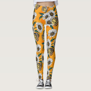 Jezebel butterflies and daisy flowers leggings
