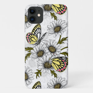 Jezebel butterflies and daisy flowers on white Case-Mate iPhone case
