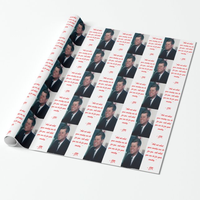 JFK & Ask Not Quote Wrapping Paper (Unrolled)