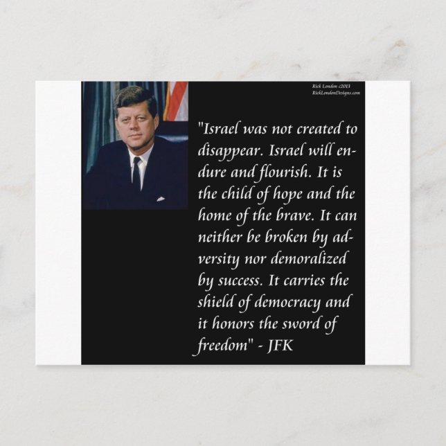 JFK & Famous Quote Re Israel Postcard (Front)
