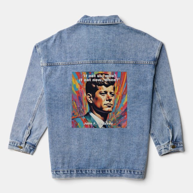 JFK John F. Kennedy Quote Motivational Inspiration Denim Jacket (Back)