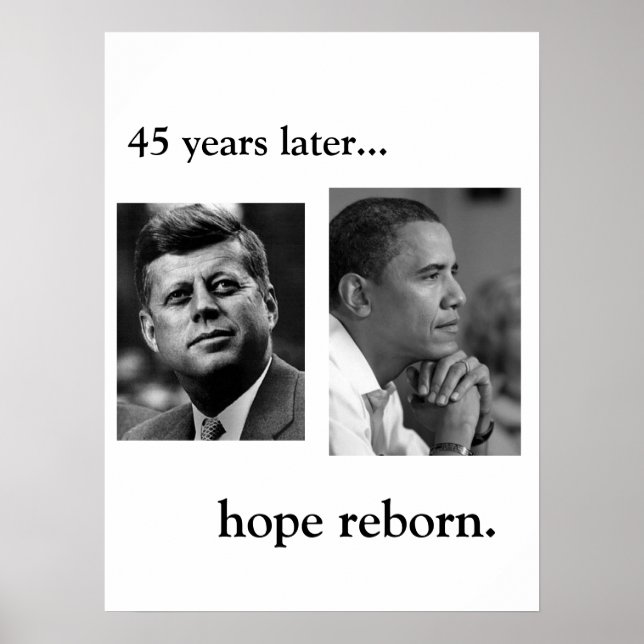 JFK / OBAMA POSTER - HOPE REBORN (Front)