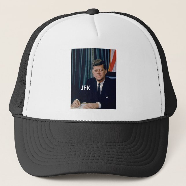 JFK official portrait from public domain Trucker Hat (Front)