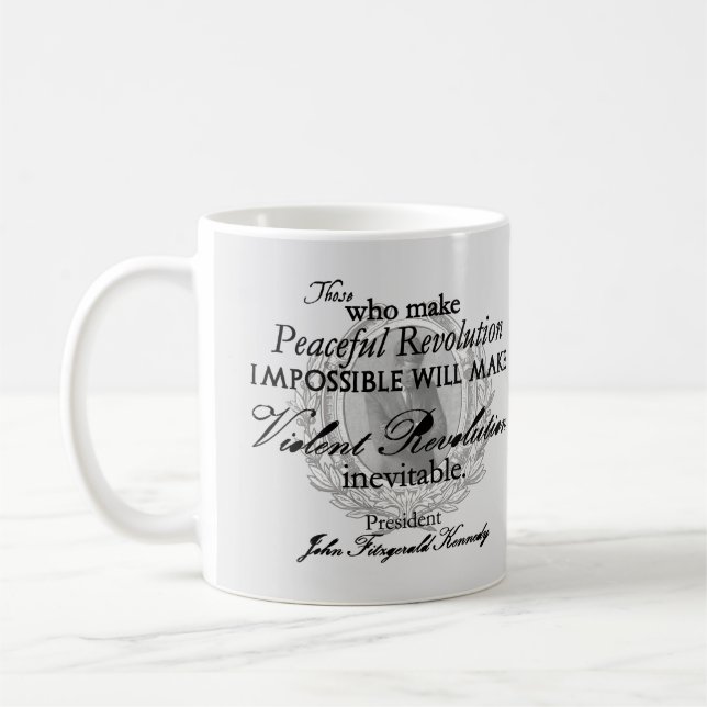 JFK on Peaceful or Violent Revolution Coffee Mug (Left)