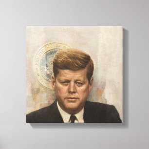 JFK & Presidential Seal Canvas Print