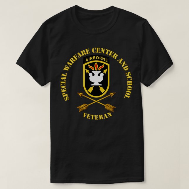 JFK Special Warfare Centre School SSI w Branch Vet T-Shirt (Design Front)