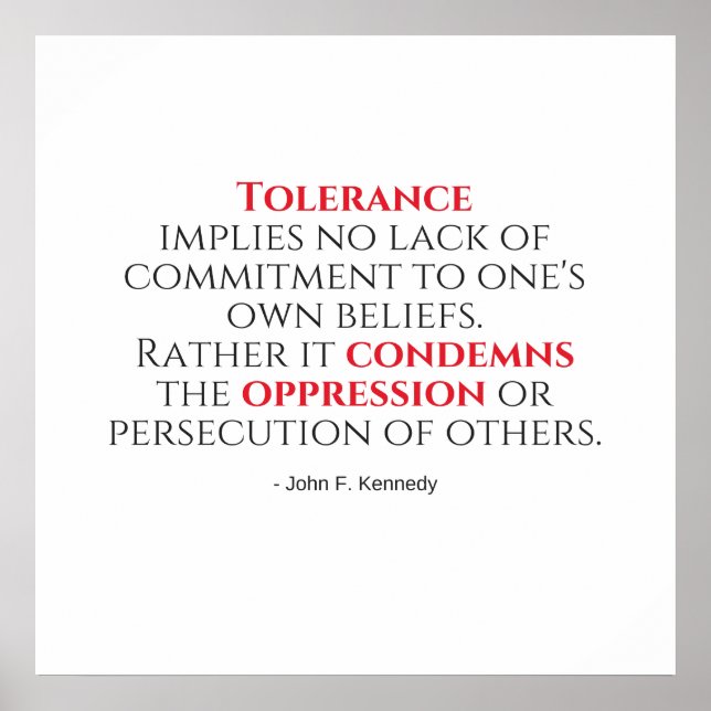 JFK Tolerance Quote Typography Poster (Front)