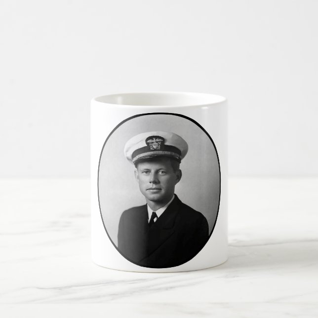 JFK Wearing His Navy Uniform Coffee Mug (Center)