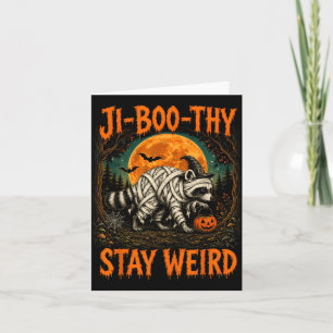 Ji-Boo-Thy Funny Jimothy Racoon Witch Halloween Card