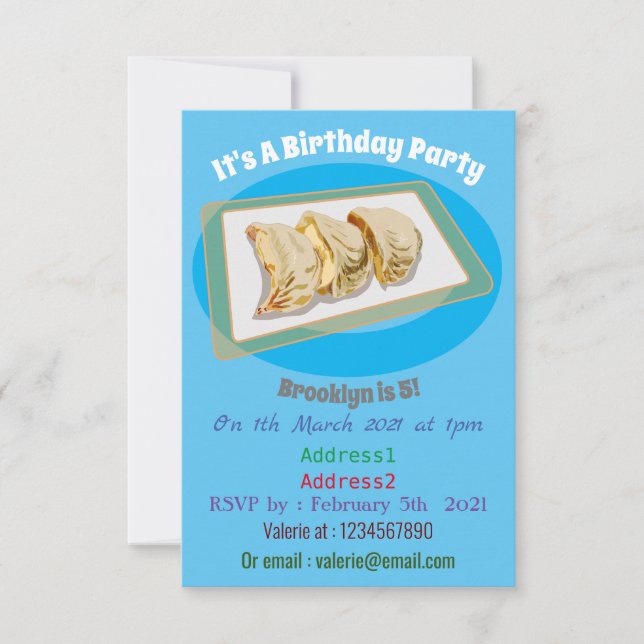 Jiaozi / Chinese dumplings cartoon illustration Invitation (Front)