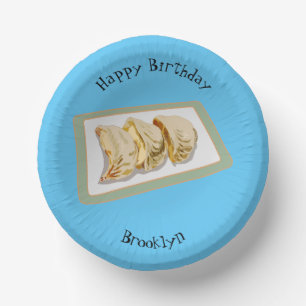 Jiaozi / Chinese dumplings cartoon illustration Paper Plate