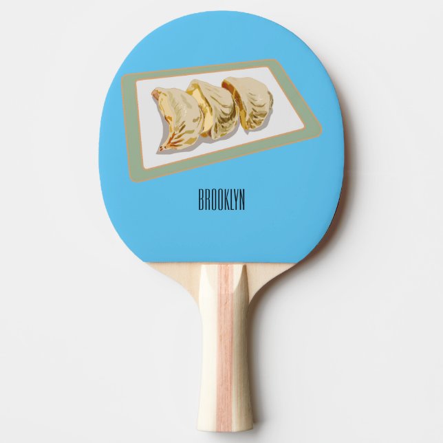 Jiaozi / Chinese dumplings cartoon illustration Ping Pong Paddle (Front)