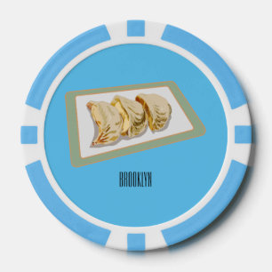 Jiaozi / Chinese dumplings cartoon illustration Poker Chips
