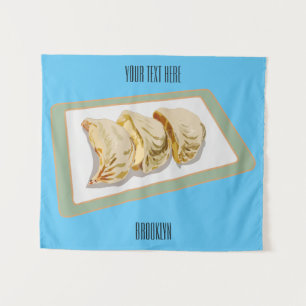 Jiaozi / Chinese dumplings cartoon illustration Tapestry