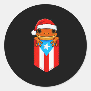Jibaro Coqui Frog Puerto Rico Flag Boricua Cket Ch Classic Round Sticker