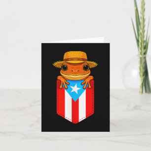 Jibaro Coqui Frog Puerto Rico Flag Boricua Pocket  Card