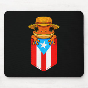 Jibaro Coqui Frog Puerto Rico Flag Boricua Pocket Mouse Pad