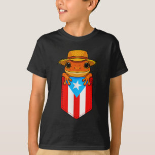 Jibaro Coqui Frog Puerto Rico Flag Boricua Pocket  T-Shirt