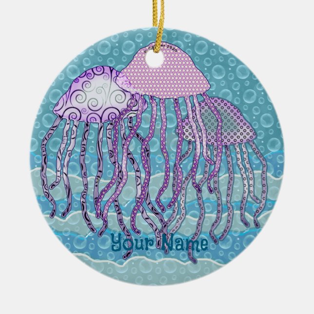 Jiggly Jellyfish Ceramic Tree Decoration (Front)