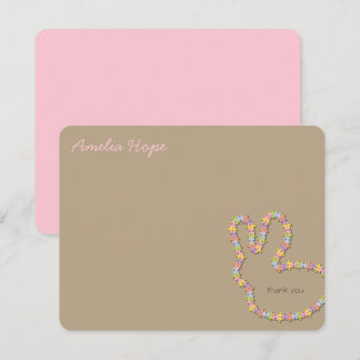 Jigsaw Bunny Pink Thank You Custom (R) Note Card