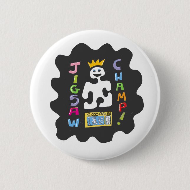 Jigsaw champ pin badge for jigsaw puzzle lover (Front)