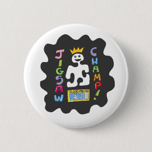 Jigsaw champ pin badge for jigsaw puzzle lover