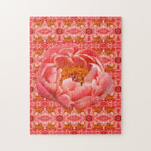 Jigsaw Coral Peony Puzzle (Vertical)