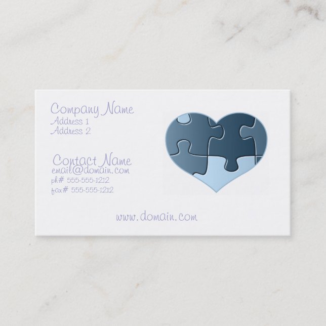 Jigsaw Heart Business Card (Front)