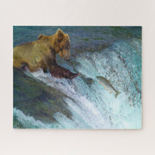 Jigsaw Kodiak brown bears fishing. Puzzle