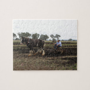 Jigsaw of draught horse at work puzzle