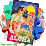 JIGSAW PUZZLE 11x14 - Vintage Hawaii Travel<br><div class="desc">This Jigsaw Puzzle features an image of a vintage Travel Poster to Hawaii with a Hawaiian girl offering a lei . ►Personalize, if desired, by adding custom text, a small image, and/or a logo. ►Available in size 11 by 14 inches here and in 20 by 30 inches in a separate...</div>