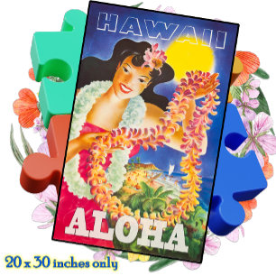 JIGSAW PUZZLE 20x30 - Vintage Hawaii Travel Poster