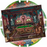 JIGSAW PUZZLE - A Pool Room circa 1890 - P. Harnly<br><div class="desc">This 16 x 20 inch (520 pieces) Jigsaw Puzzle features a detailed art image entitled "Pool Room (circa 1890)". ►Several other puzzle sizes and piece counts may be available. ►The default dark brown background colour that may appear around the edges may be changed to your preferred single colour. It will...</div>