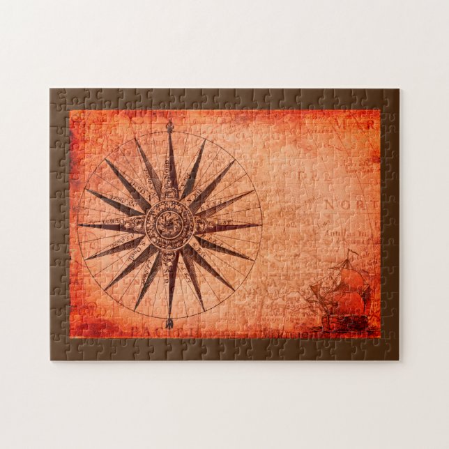 jigsaw puzzle antique map sepia tones (Horizontal)