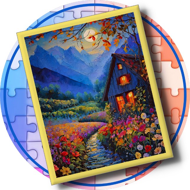 JIGSAW PUZZLE - Cabin in the Country with Flowers (Creator Uploaded)