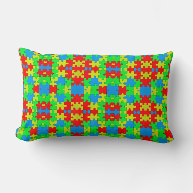 Jigsaw Puzzle Collage Lumbar Cushion (Front)