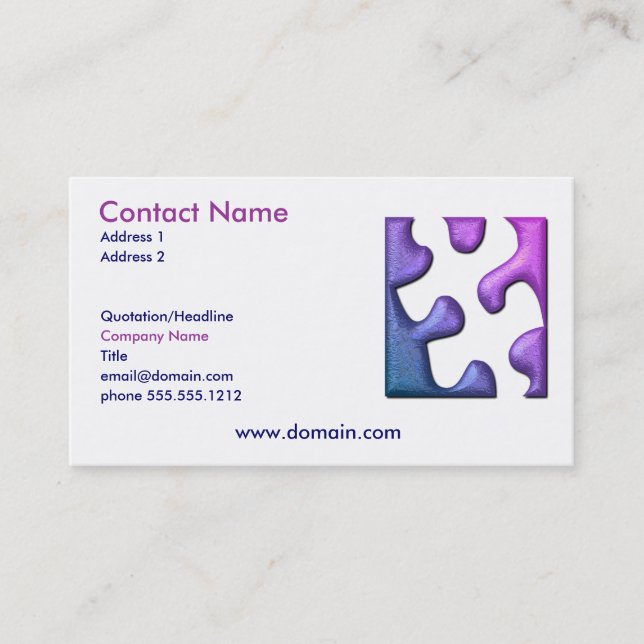 Jigsaw Puzzle Cutout Business Card (Front)