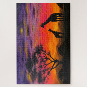 Jigsaw Puzzle - "Giraffe Sunset"