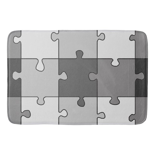 Jigsaw Puzzle Grey Tones Bath Mat (Front)
