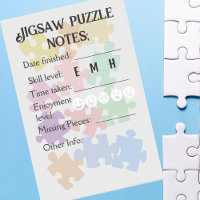 Jigsaw puzzle notes for puzzler fanatic