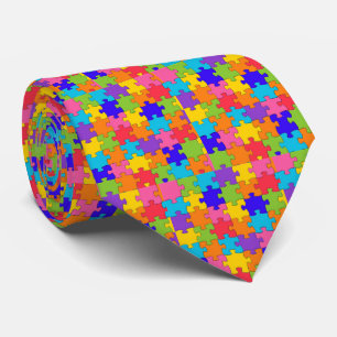 Jigsaw Puzzle pattern - Multicolor Pieces Tie