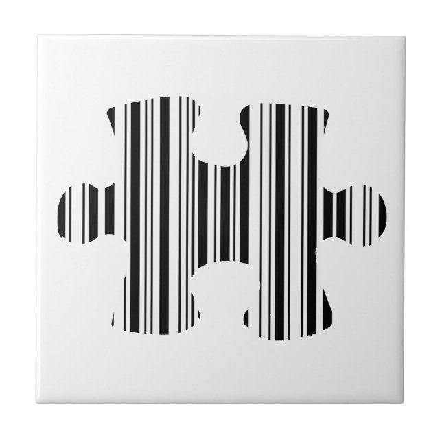 JIGSAW PUZZLE PIECE BAR CODE Pattern Design Tile (Front)