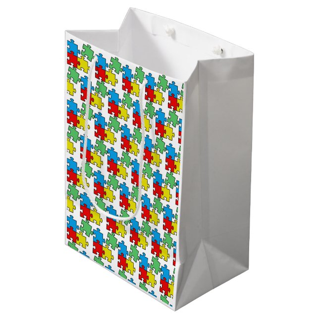 Jigsaw Puzzle Pieces Design Medium Gift Bag (Front Angled)