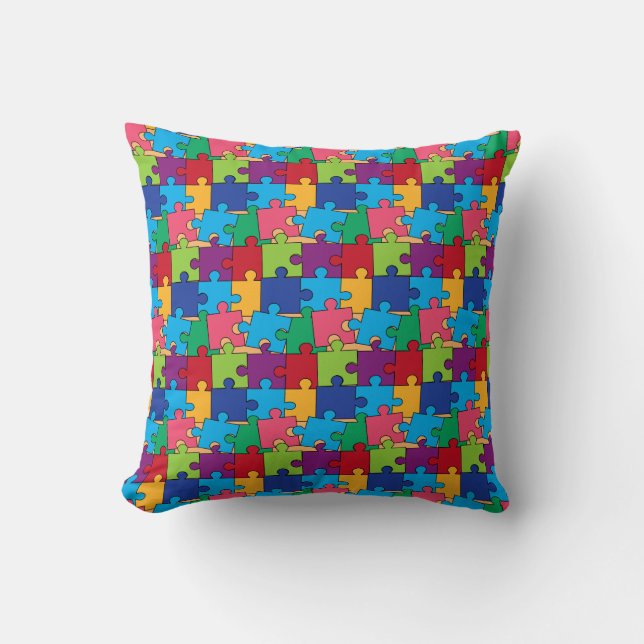 Jigsaw Puzzle Pieces Throw Pillow (Front)