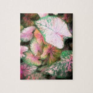 jigsaw puzzle pink and green leaves photo art
